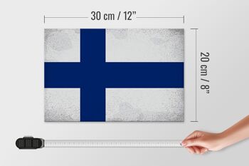 Panneau en bois drapeau Finlande 30x20cm Drapeau de Finlande Vintage 4