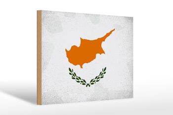 Panneau en bois drapeau Chypre 30x20cm Drapeau de Chypre Vintage 1