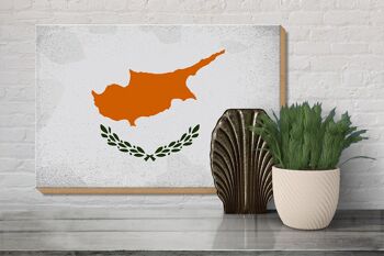 Panneau en bois drapeau Chypre 30x20cm Drapeau de Chypre Vintage 3