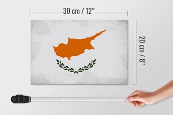 Panneau en bois drapeau Chypre 30x20cm Drapeau de Chypre Vintage 4
