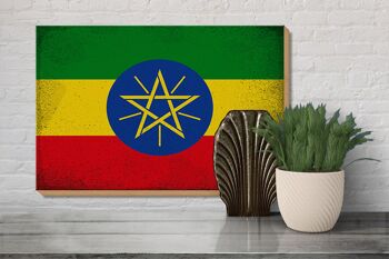 Panneau en bois drapeau Ethiopie 30x20cm Drapeau Ethiopie Vintage 3