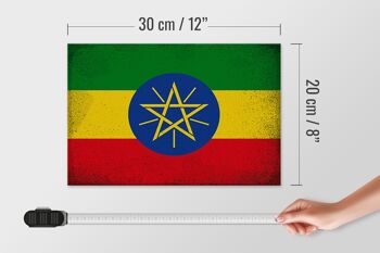 Panneau en bois drapeau Ethiopie 30x20cm Drapeau Ethiopie Vintage 4
