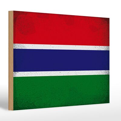 Holzschild Flagge Gambia 30x20cm Flag of Gambia Vintage