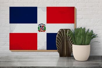 Panneau en bois drapeau République Dominicaine 30x20cm vintage 3