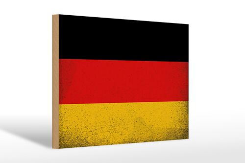 Holzschild Flagge Deutschland 30x20cm Flag Germany Vintage