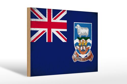 Holzschild Flagge Falklandinseln 30x20cm Flag Vintage