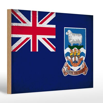 Letrero de madera Bandera de las Islas Malvinas 30x20cm Bandera Vintage