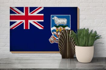 Drapeau en bois des îles Falkland, 30x20cm, drapeau Vintage 3