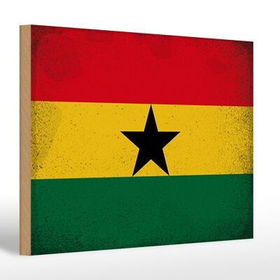 Holzschild Flagge Ghana 30x20cm Flag of Ghana Vintage