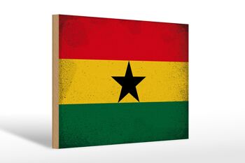 Panneau en bois drapeau Ghana 30x20cm Drapeau du Ghana Vintage 1