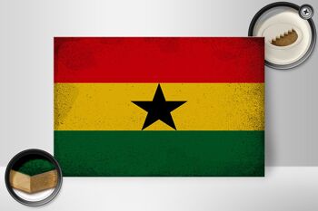 Panneau en bois drapeau Ghana 30x20cm Drapeau du Ghana Vintage 2