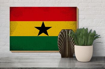 Panneau en bois drapeau Ghana 30x20cm Drapeau du Ghana Vintage 3