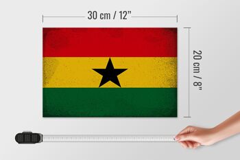 Panneau en bois drapeau Ghana 30x20cm Drapeau du Ghana Vintage 4