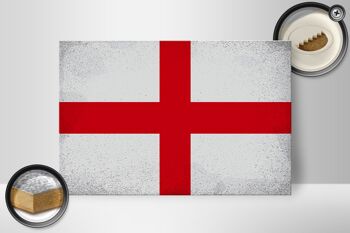 Panneau en bois drapeau Angleterre 30x20cm Drapeau de l'Angleterre Vintage 2