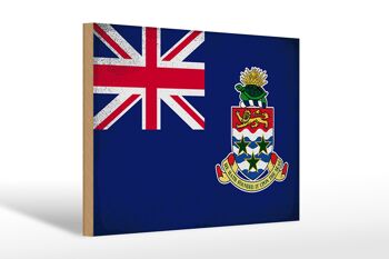 Panneau en bois drapeau des îles Caïmans 30x20cm drapeau vintage 1