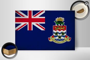 Panneau en bois drapeau des îles Caïmans 30x20cm drapeau vintage 2