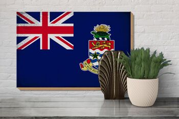 Panneau en bois drapeau des îles Caïmans 30x20cm drapeau vintage 3