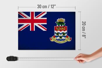 Panneau en bois drapeau des îles Caïmans 30x20cm drapeau vintage 4