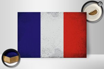 Panneau en bois drapeau France 30x20cm Drapeau France Vintage 2