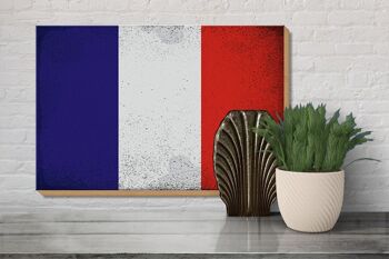 Panneau en bois drapeau France 30x20cm Drapeau France Vintage 3