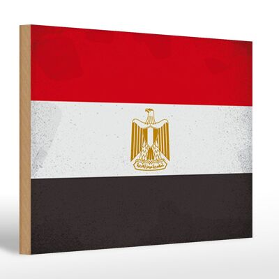 Letrero de madera bandera Egipto 30x20cm Bandera de Egipto Vintage
