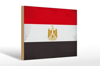 Panneau en bois drapeau Egypte 30x20cm Drapeau de l'Egypte Vintage 1