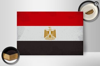 Panneau en bois drapeau Egypte 30x20cm Drapeau de l'Egypte Vintage 2