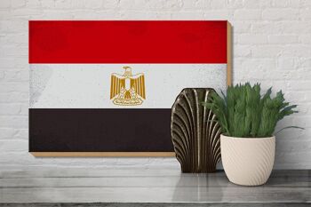 Panneau en bois drapeau Egypte 30x20cm Drapeau de l'Egypte Vintage 3
