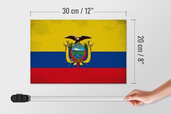 Panneau en bois drapeau Équateur 30x20cm Drapeau de l'Équateur Vintage 4