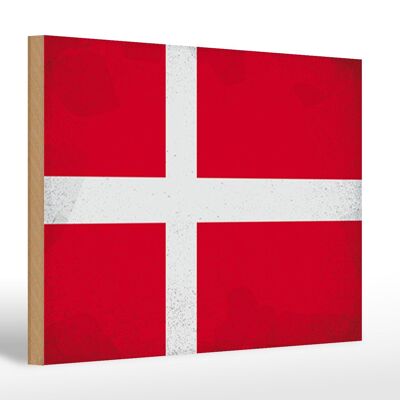 Holzschild Flagge Dänemark 30x20cm Flag of Denmark Vintage