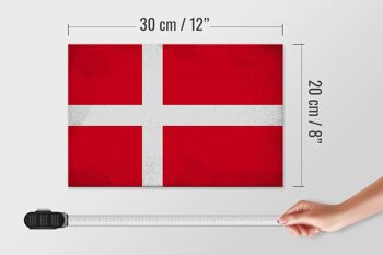 Panneau en bois drapeau Danemark 30x20cm Drapeau du Danemark Vintage 4