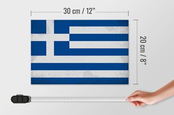 Panneau en bois drapeau Grèce 30x20cm Drapeau Grèce Vintage 4
