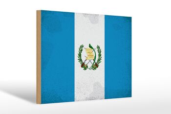Panneau en bois drapeau Guatemala 30x20cm Drapeau Guatemala vintage 1