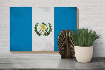 Panneau en bois drapeau Guatemala 30x20cm Drapeau Guatemala vintage 3