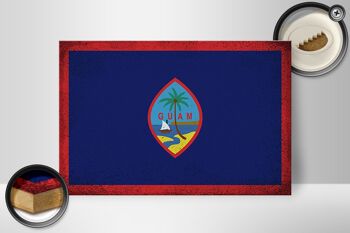 Panneau en bois drapeau Guam 30x20cm Drapeau de Guam Vintage 2