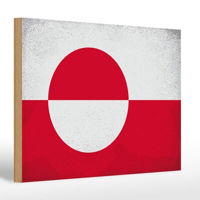 Holzschild Flagge Grönland 30x20cm Flag Greenland Vintage