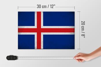 Panneau en bois drapeau Islande 30x20cm Drapeau de l'Islande Vintage 4