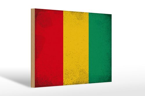 Holzschild Flagge Guinea 30x20cm Flag of Guinea Vintage