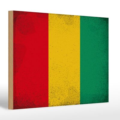 Holzschild Flagge Guinea 30x20cm Flag of Guinea Vintage