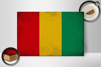 Panneau en bois drapeau Guinée 30x20cm Drapeau de Guinée Vintage 2