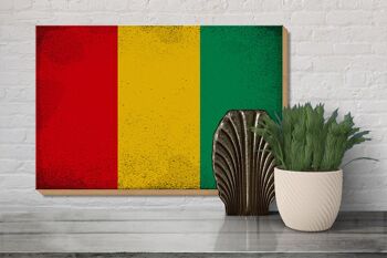 Panneau en bois drapeau Guinée 30x20cm Drapeau de Guinée Vintage 3