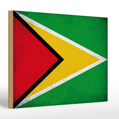 Holzschild Flagge Guyana 30x20cm Flag of Guyana Vintage