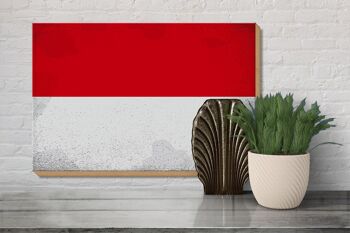 Panneau en bois drapeau Indonésie 30x20cm Indonésie vintage 3
