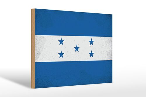 Holzschild Flagge Hondura 30x20cm Flag of Honduras Vintage