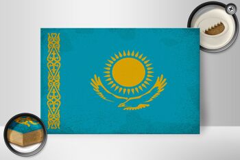 Panneau en bois drapeau Kazakhstan 30x20cm Kazakhstan vintage 2
