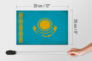 Panneau en bois drapeau Kazakhstan 30x20cm Kazakhstan vintage 4