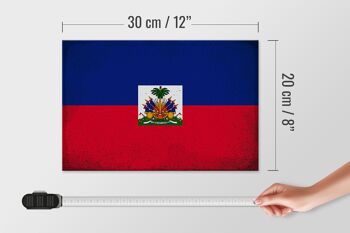 Panneau en bois drapeau Haïti 30x20cm Drapeau d'Haïti Vintage 4
