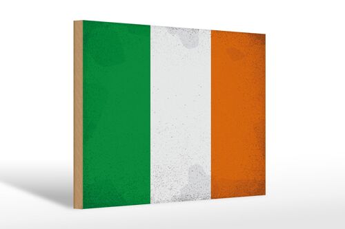 Holzschild Flagge Irland 30x20cm Flag of Ireland Vintage