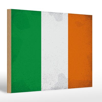 Holzschild Flagge Irland 30x20cm Flag of Ireland Vintage