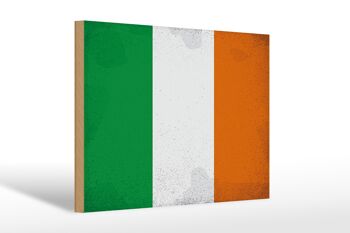 Panneau en bois drapeau Irlande 30x20cm Drapeau de l'Irlande Vintage 1